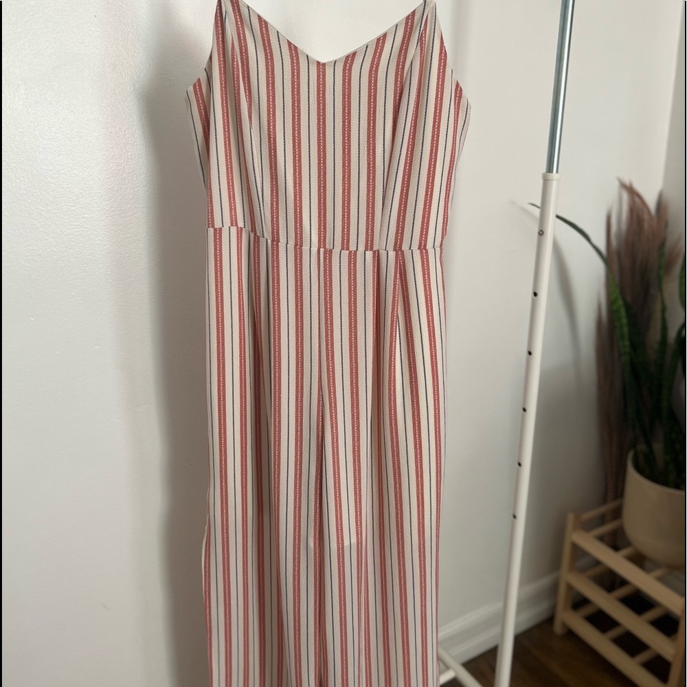 Pink pinstripe jumpsuit